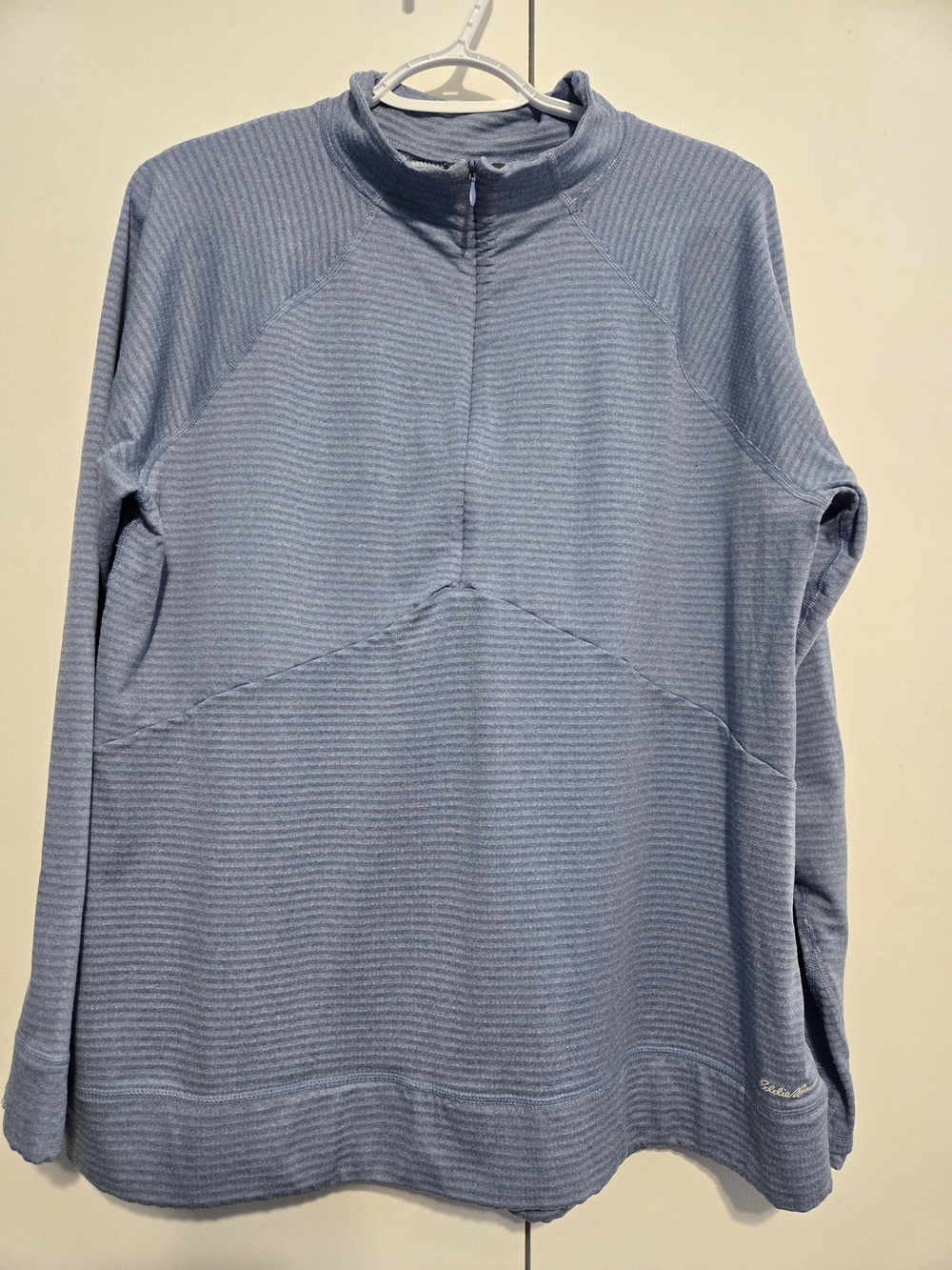 Eddie Bauer Quarter Zip Pullover XL Blue Striped Stretch Lightweight Athleisure